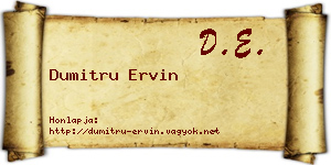 Dumitru Ervin névjegykártya